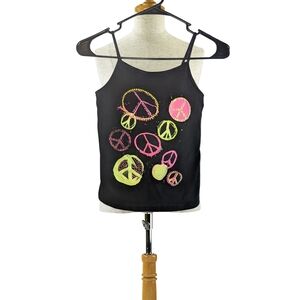 Black Tank Top with Peace Sign Design